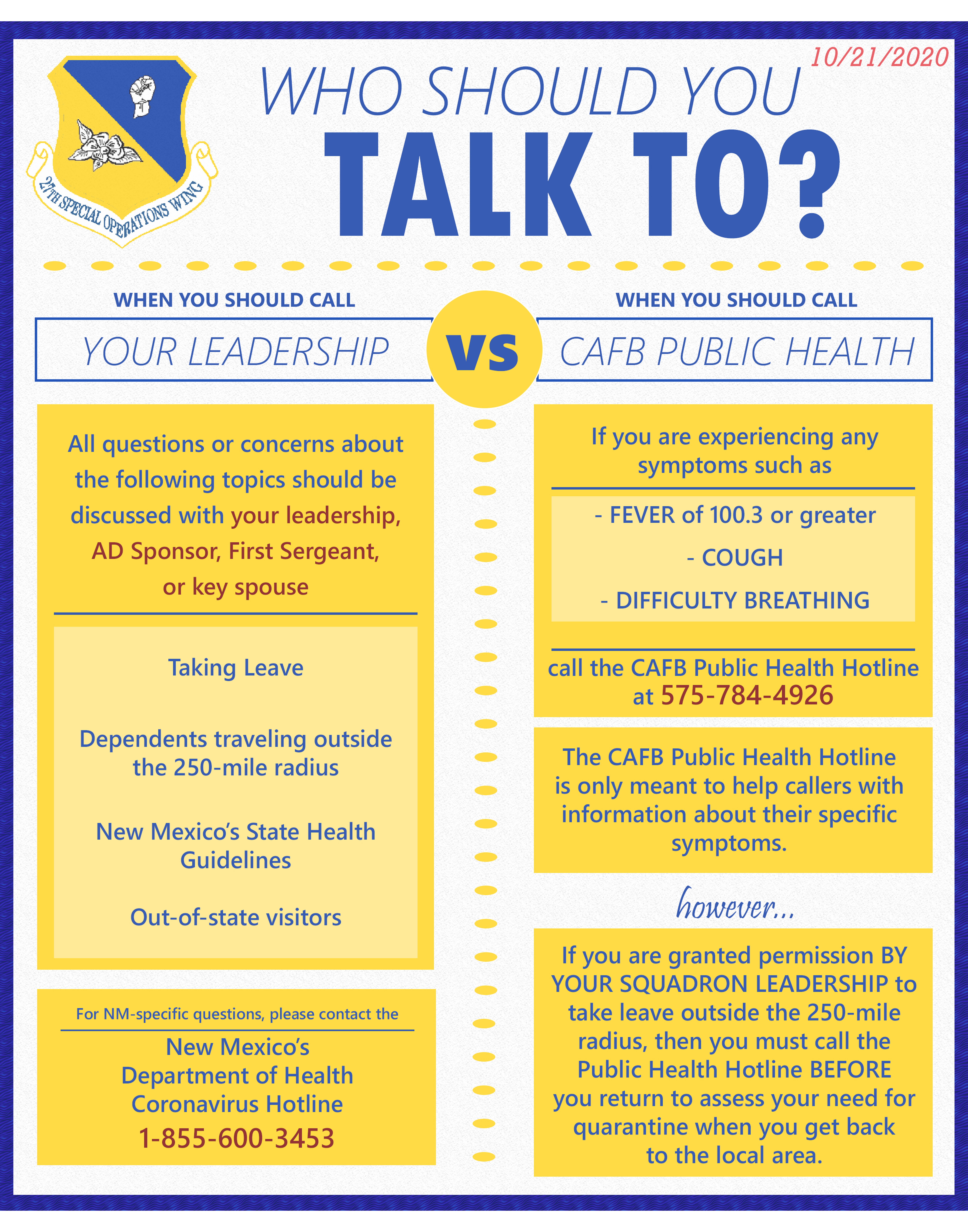 Chart on talking to leadership vs public health for COVID related questions