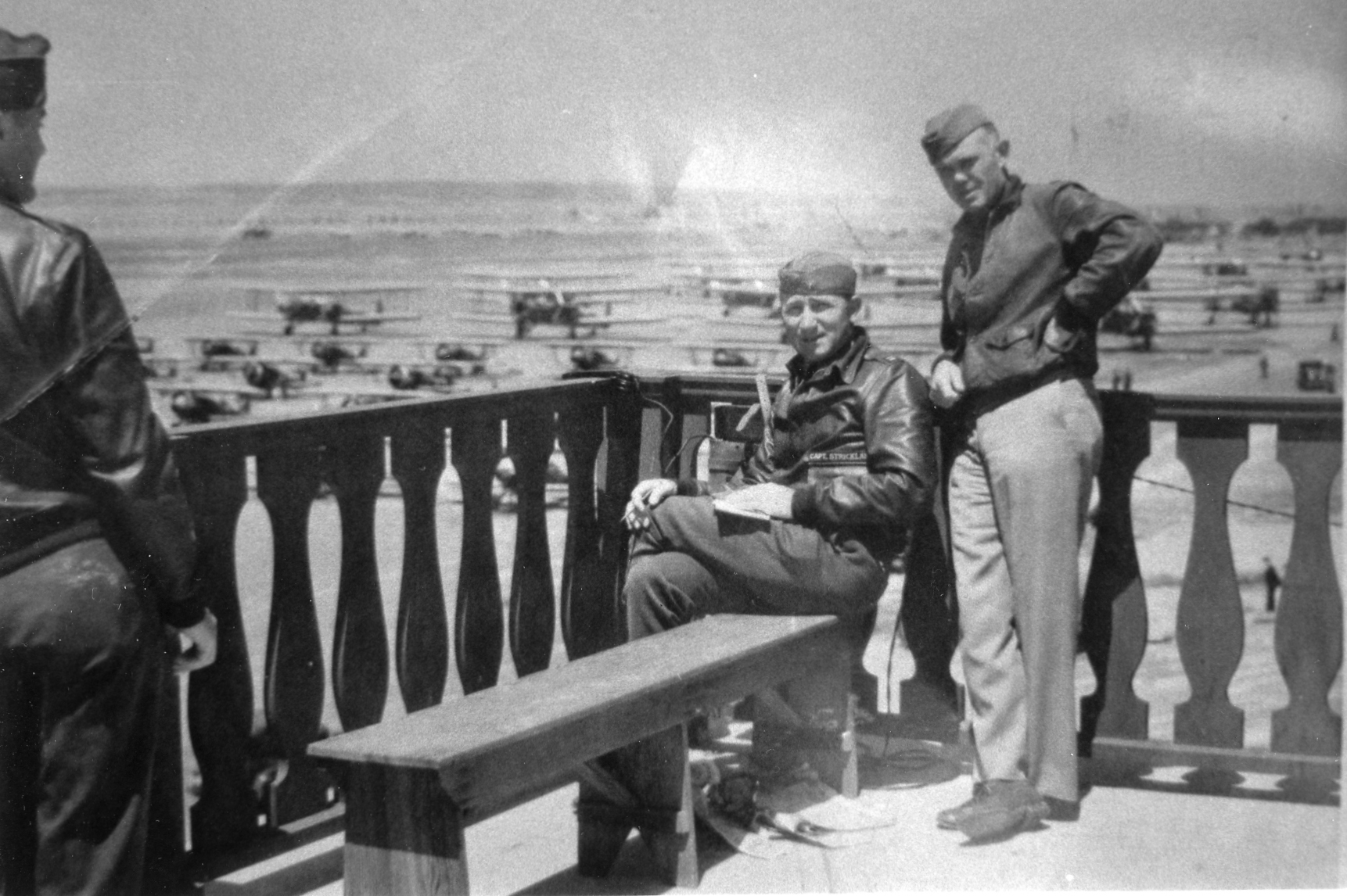 1920s Opa, standing next to Auby Strickland, seated, at Kelly Field