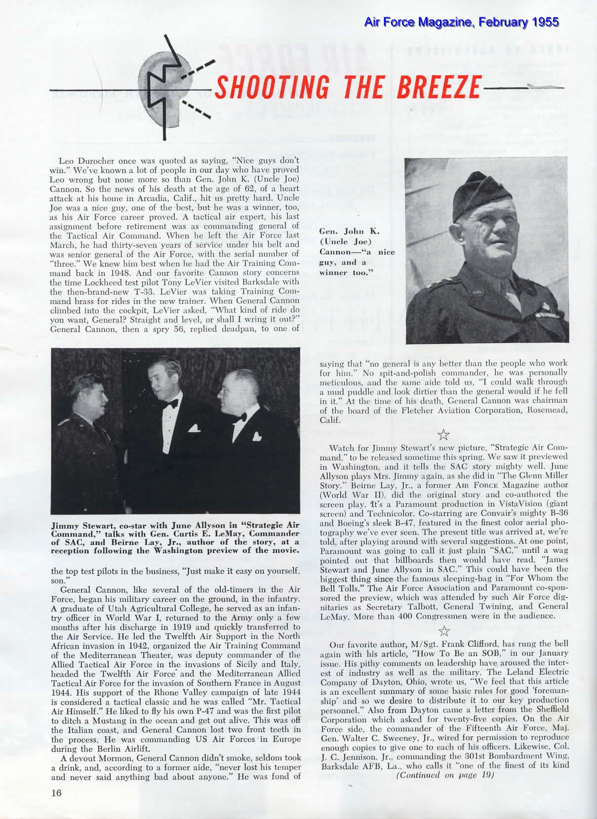1955 Air Force magazine Opa obituary